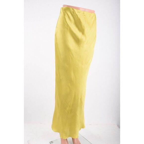 Massimo Dutti Womens Long Maxi Satin Skirt S Small Yellow 5288/836 NWT - Picture 2 of 7